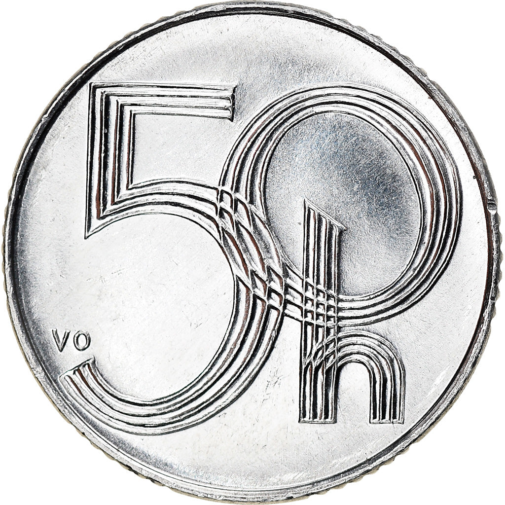 Coin, Czech Republic, 50 Haleru, 1997, AU(55-58), Aluminum, KM:3.1