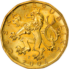 Coin, Czech Republic, 20 Korun, 2004, AU(55-58), Brass plated steel, KM:5