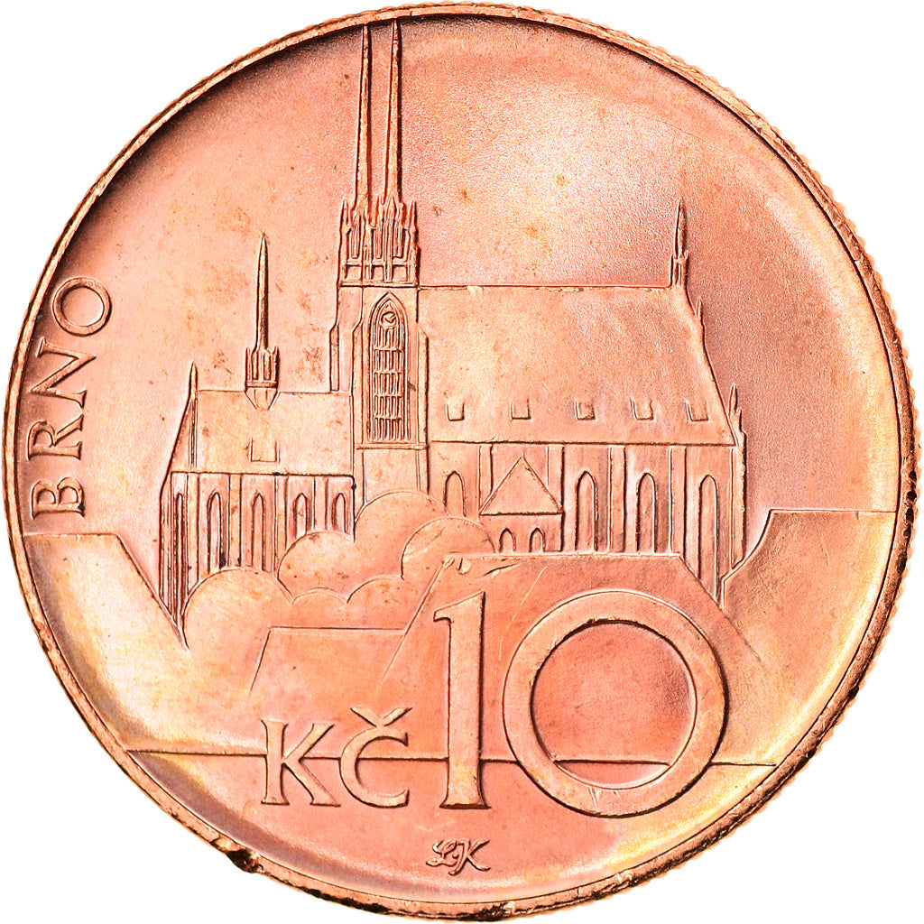 Münze, Tschechische Republik, 10 Korun, 2003, VZ, Copper Plated Steel, KM:4