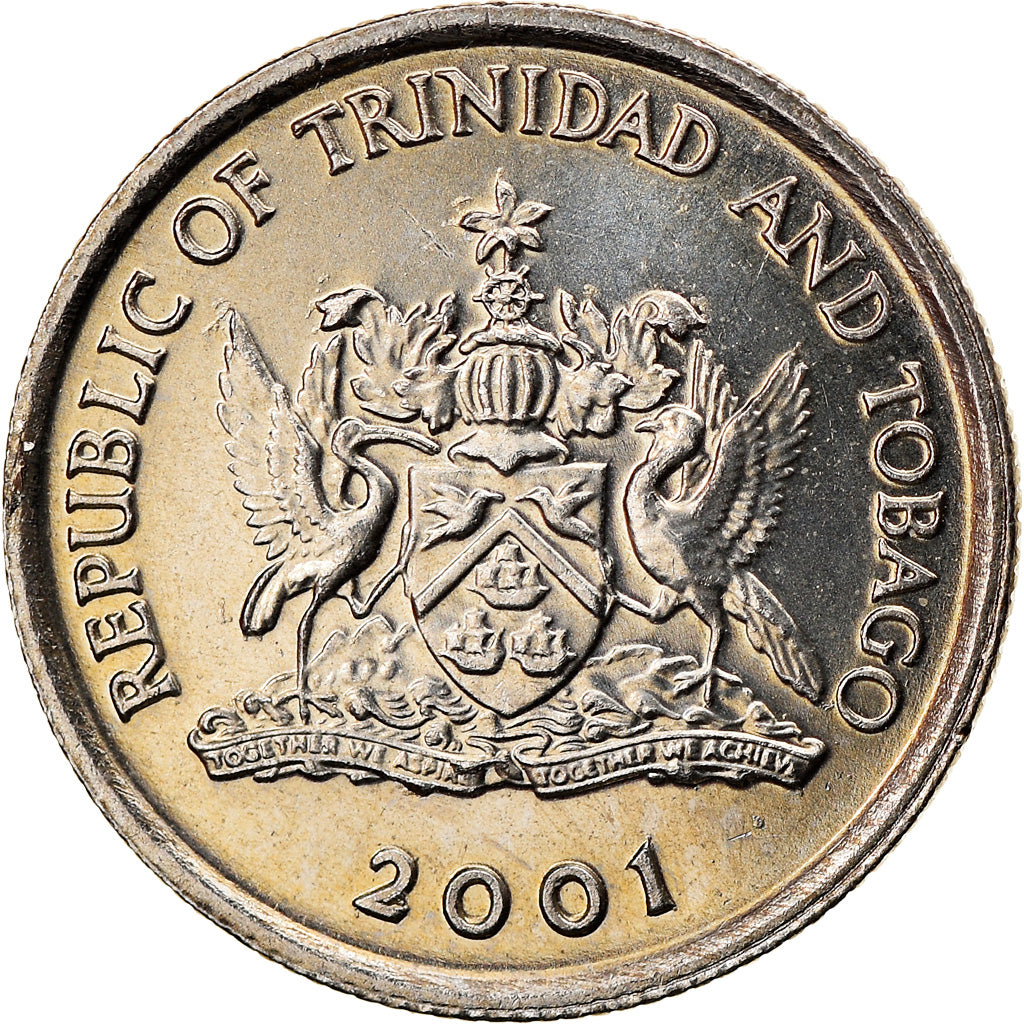 Moneta, TRYNIDAD I TOBAGO, 10 Cents, 2001, AU(55-58), Miedź-Nikiel, KM:31