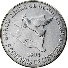 Moneda, Nicaragua, 5 Centavos, 1994, EBC, Cromo chapado en acero, KM:80