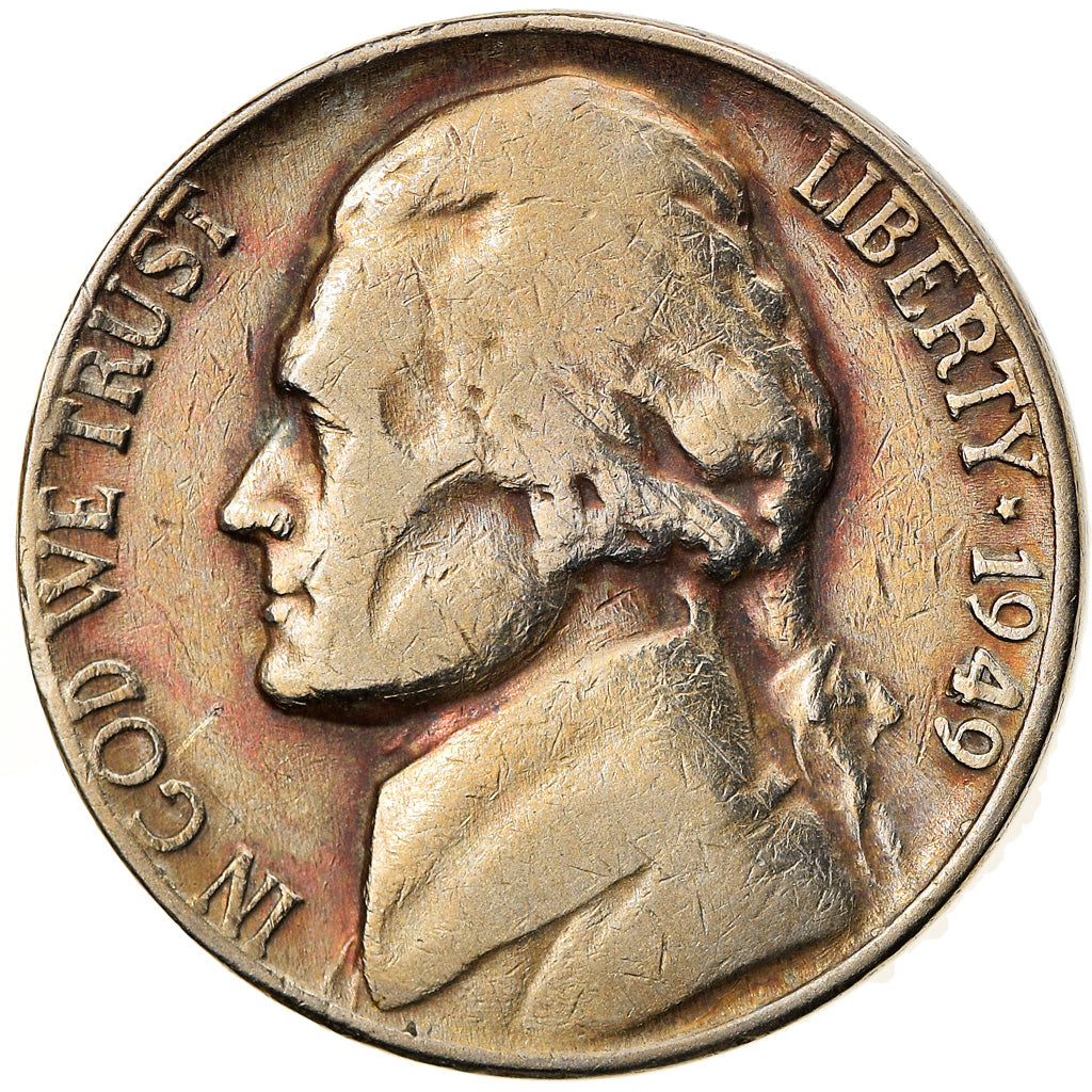 Monnaie, États-Unis, Jefferson Nickel, 5 Cents, 1949, Philadelphie, TB+