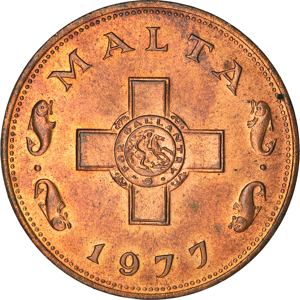 Coin, Malta, Cent, 1977, British Royal Mint, AU(55-58), Bronze, KM:8