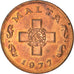 Coin, Malta, Cent, 1977, British Royal Mint, AU(55-58), Bronze, KM:8