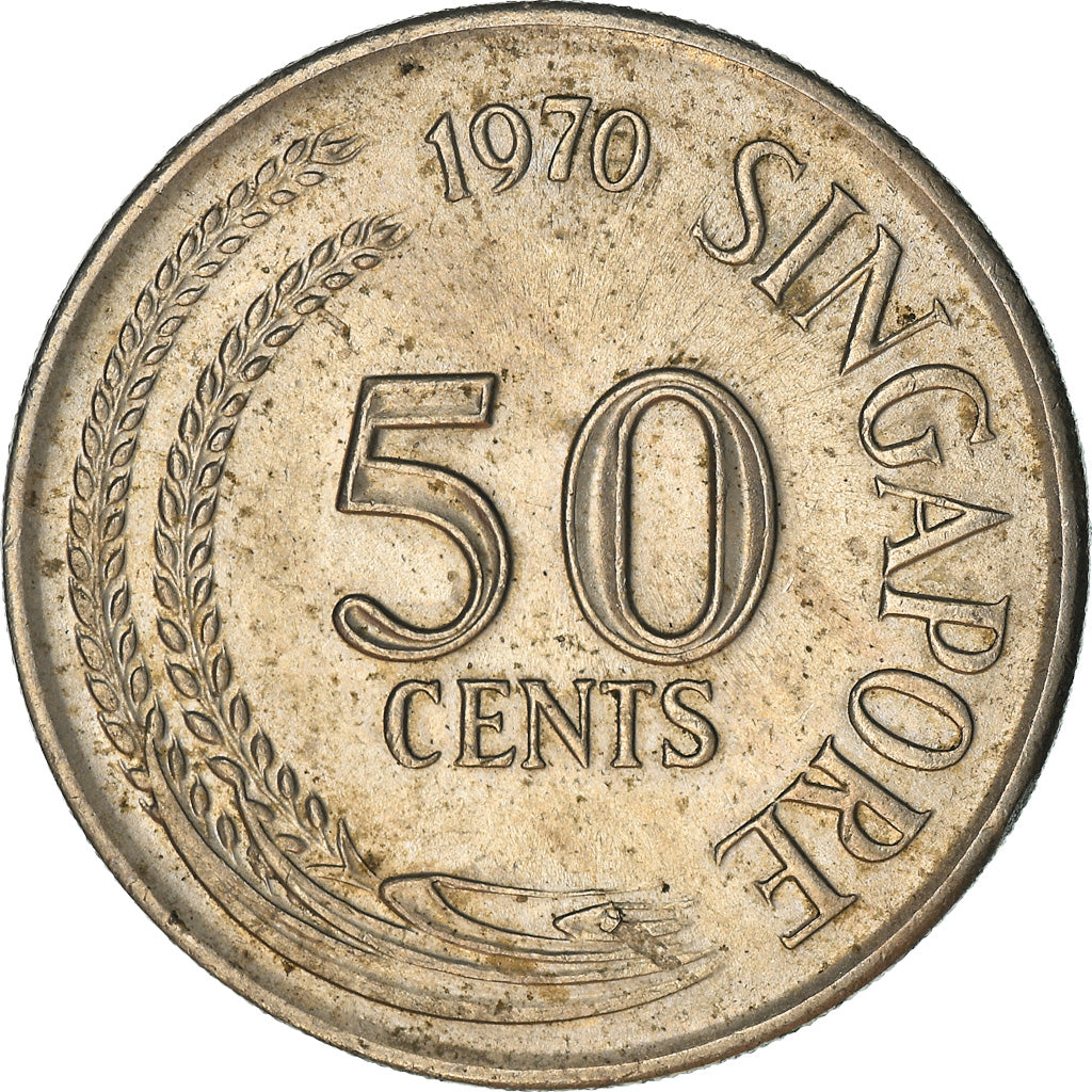 Coin, Singapore, 50 Cents, 1970, Singapore Mint, AU(50-53), Copper-nickel, KM:5