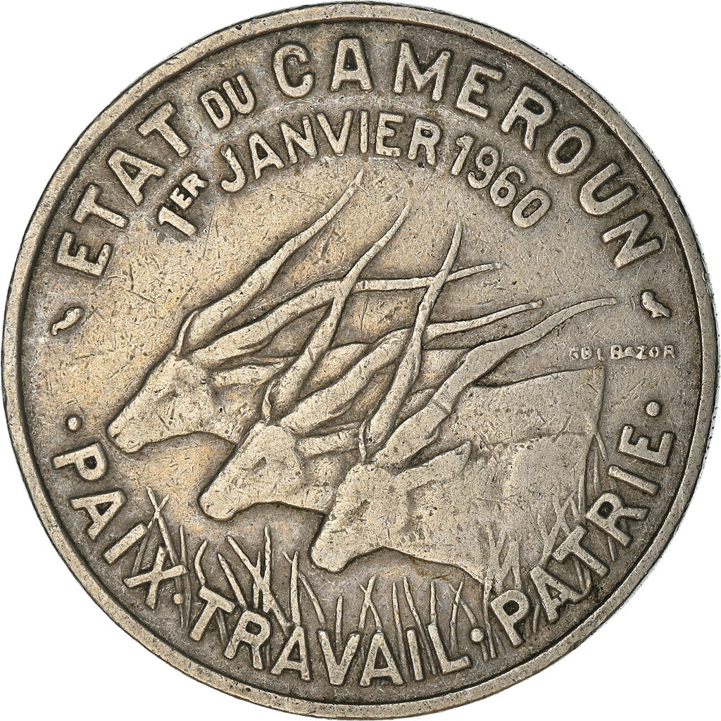 Coin, Cameroon, 50 Francs, 1960, Paris, EF(40-45), Copper-nickel, KM:13