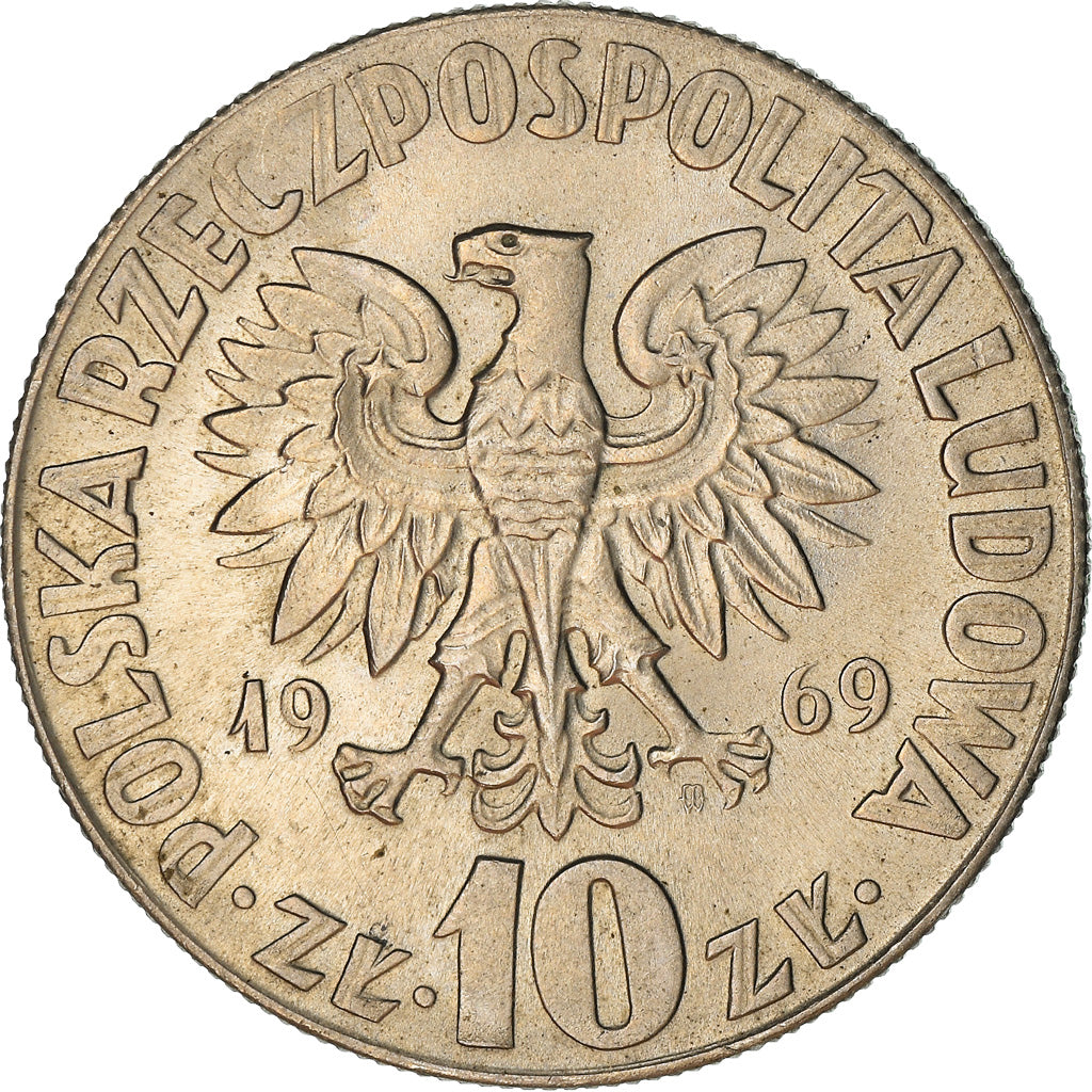 Munten, Polen, 10 Zlotych, 1969, Warsaw, PR, Copper-nickel, KM:51a