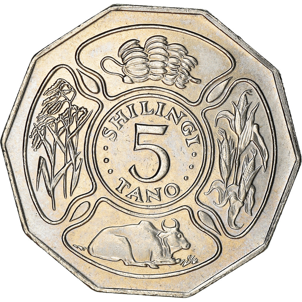 Munten, Tanzania, 5 Shilingi, 1993, PR, Nickel Clad Steel, KM:23a.2