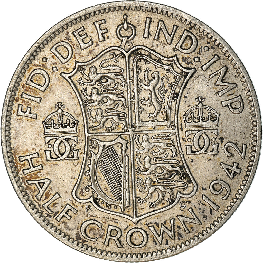 Coin, Great Britain, George VI, 1/2 Crown, 1942, AU(50-53), Silver, KM:856
