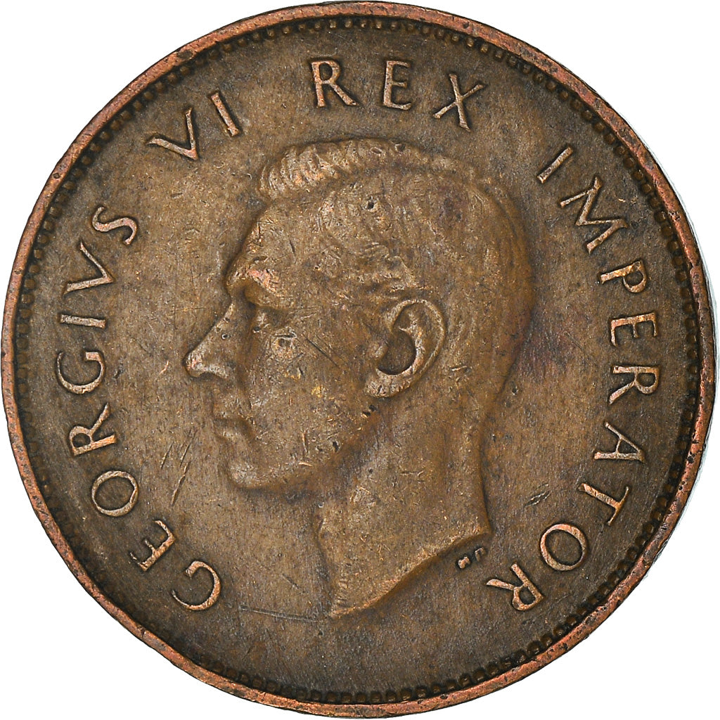 Moneda, Sudáfrica, George VI, 1/4 Penny, Farthing, 1943, MBC+, Bronce, KM:23