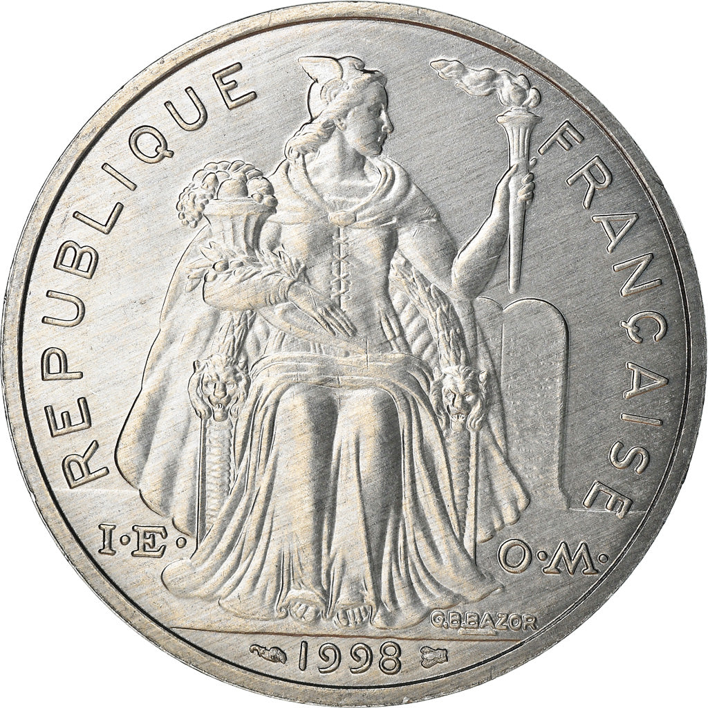 Coin, French Polynesia, 5 Francs, 1998, Paris, AU(55-58), Aluminum, KM:12