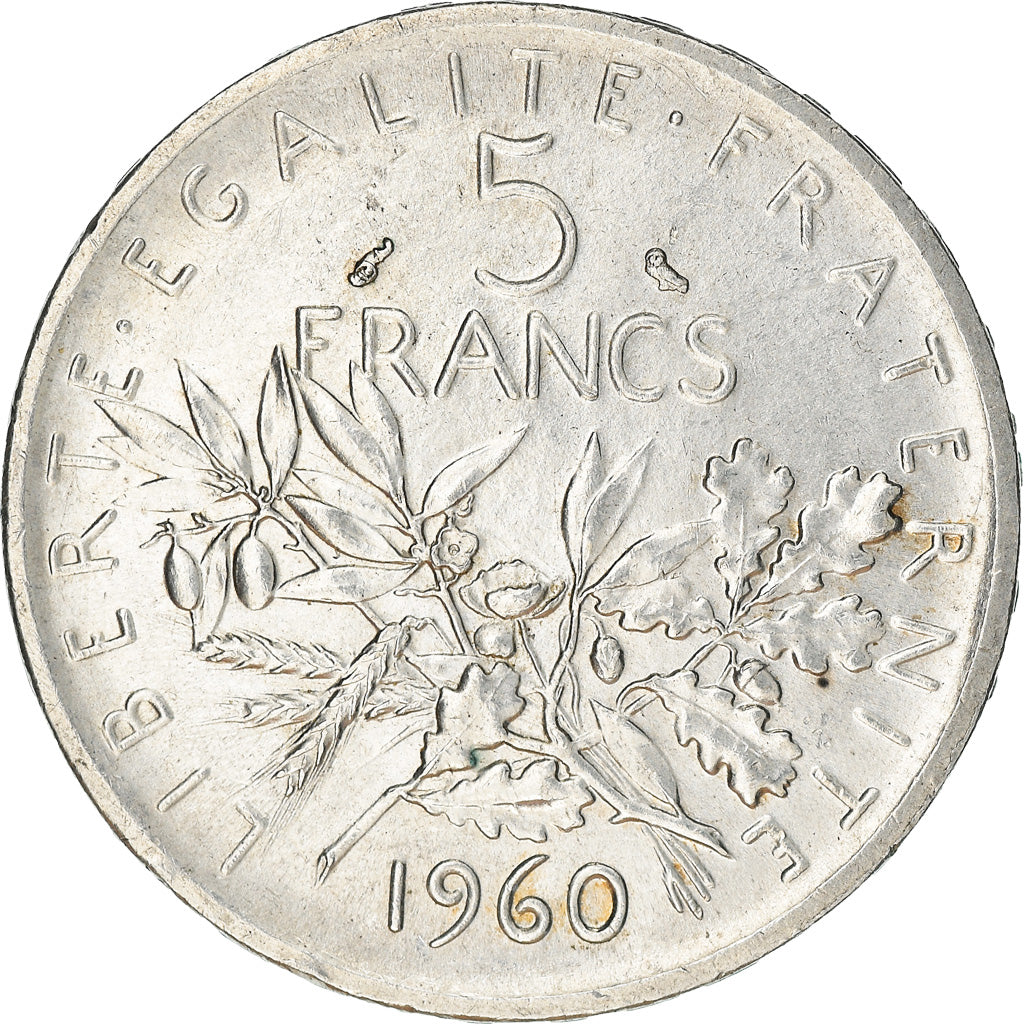 Munten, Frankrijk, Semeuse, 5 Francs, 1960, PR, Zilver, KM:926, Gadoury:770