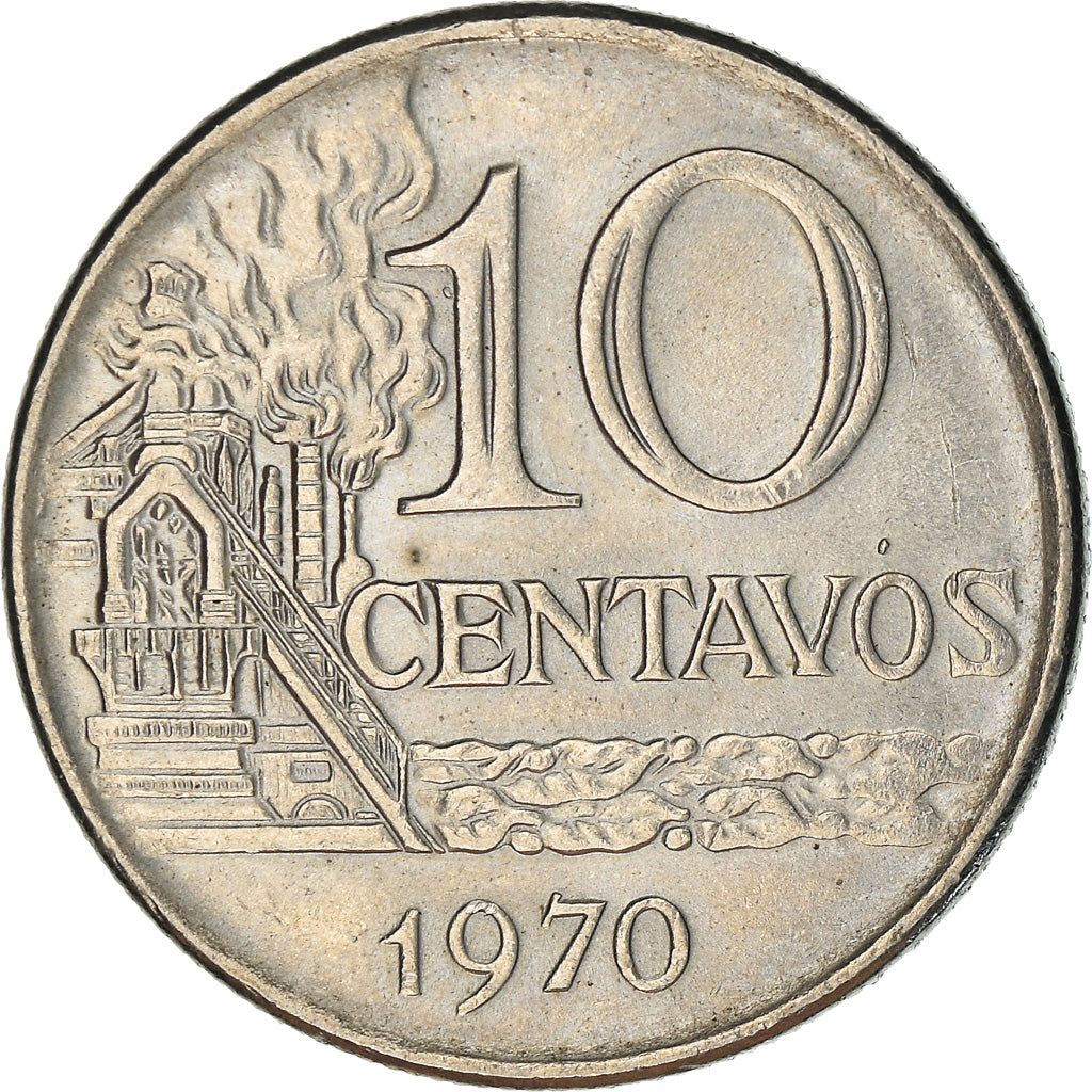 Moneda, Brasil, 10 Centavos, 1970, EBC, Cobre - níquel, KM:578.2