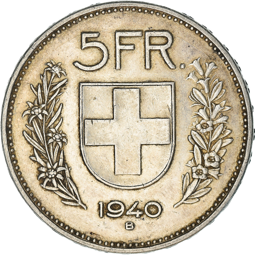 Coin, Switzerland, 5 Francs, 1940, Bern, EF(40-45), Silver, KM:40