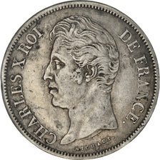 Moneda, Francia, Charles X, 5 Francs, 1828, Lille, MBC, Plata, KM:728.13