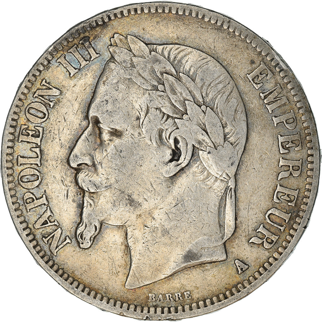 Munten, Frankrijk, Napoleon III, 5 Francs, 1868, Paris, FR+, Zilver, KM:799.1
