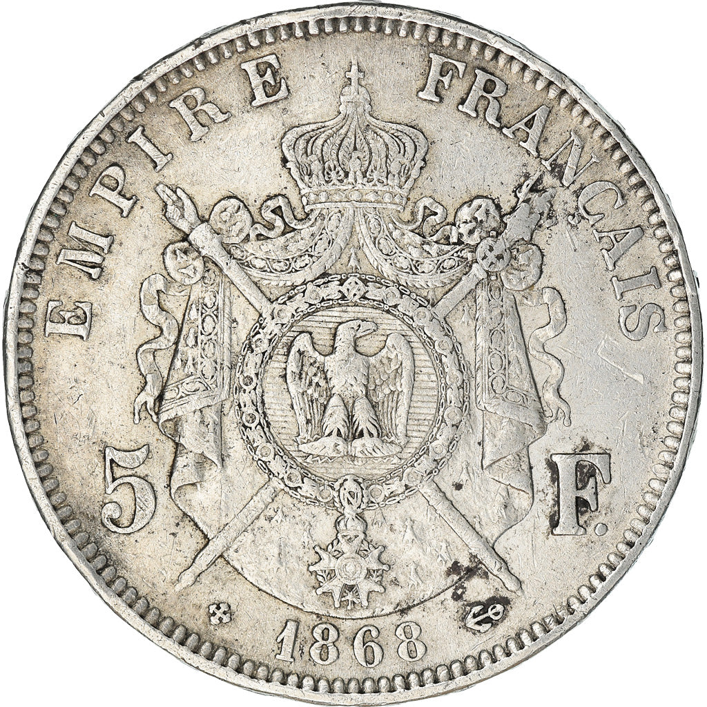Coin, France, Napoleon III, 5 Francs, 1868, Strasbourg, EF(40-45), Silver
