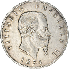 Monnaie, Italie, Vittorio Emanuele II, 5 Lire, 1874, Milan, TTB, Argent, KM:8.3