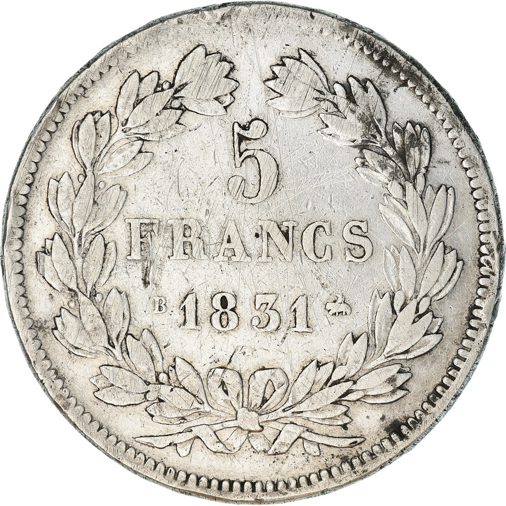Monnaie, France, Louis-Philippe, 5 Francs, 1831, Rouen, TB+, Argent