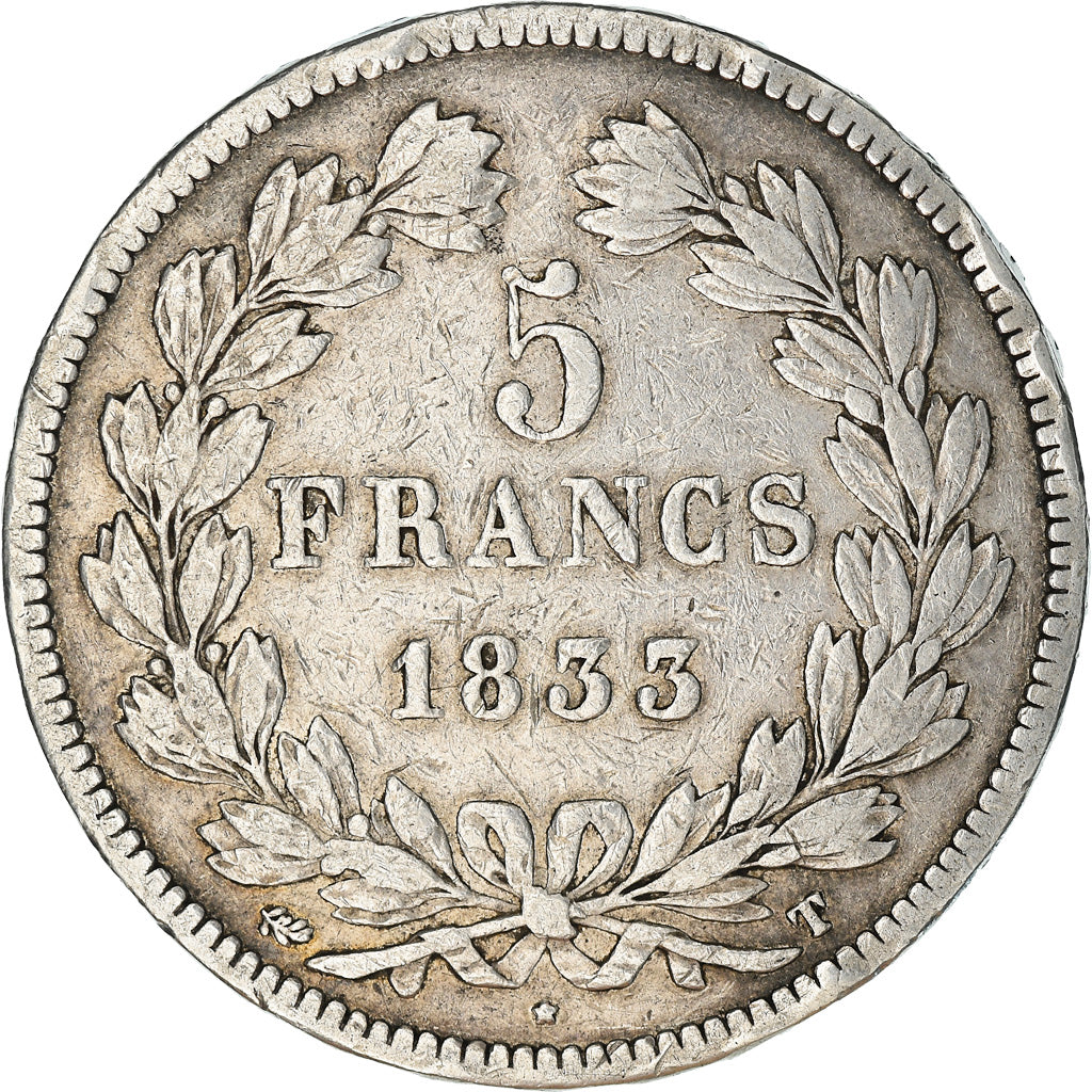 Coin, France, Louis-Philippe, 5 Francs, 1833, Nantes, VF(30-35), Silver