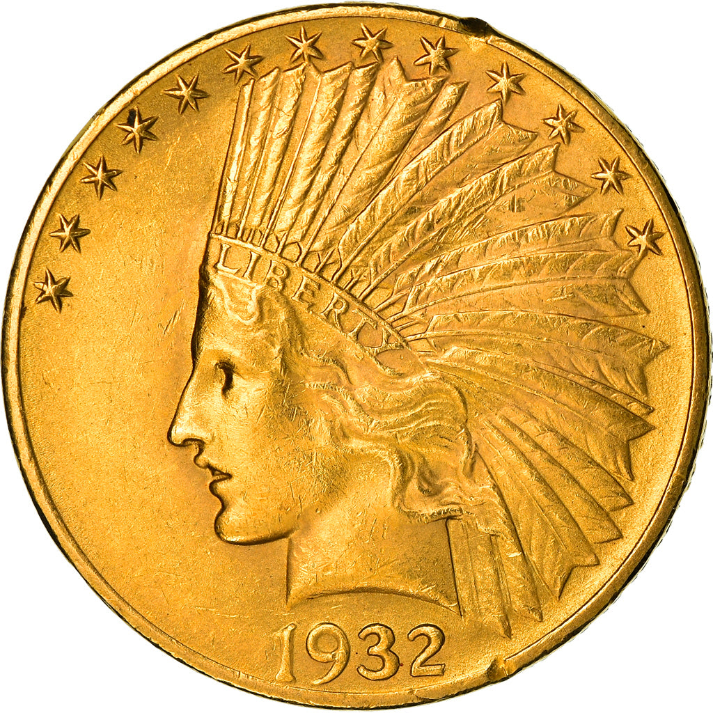 Moneda, Estados Unidos, Indian Head, 10 Dollars, 1932, Philadelphia, MBC+, Oro
