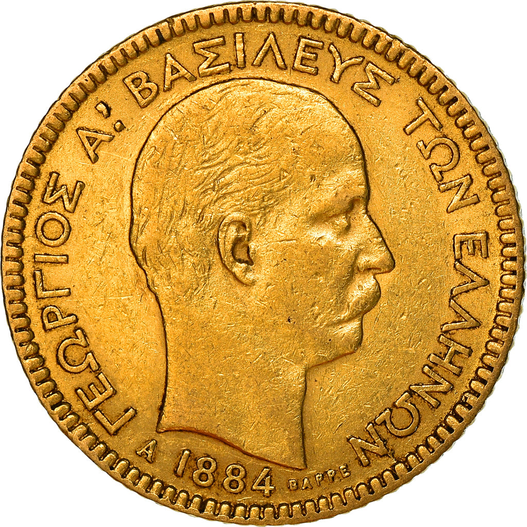 Monnaie, Grèce, George I, 20 Drachmai, 1884, Paris, TTB+, Or, KM:56