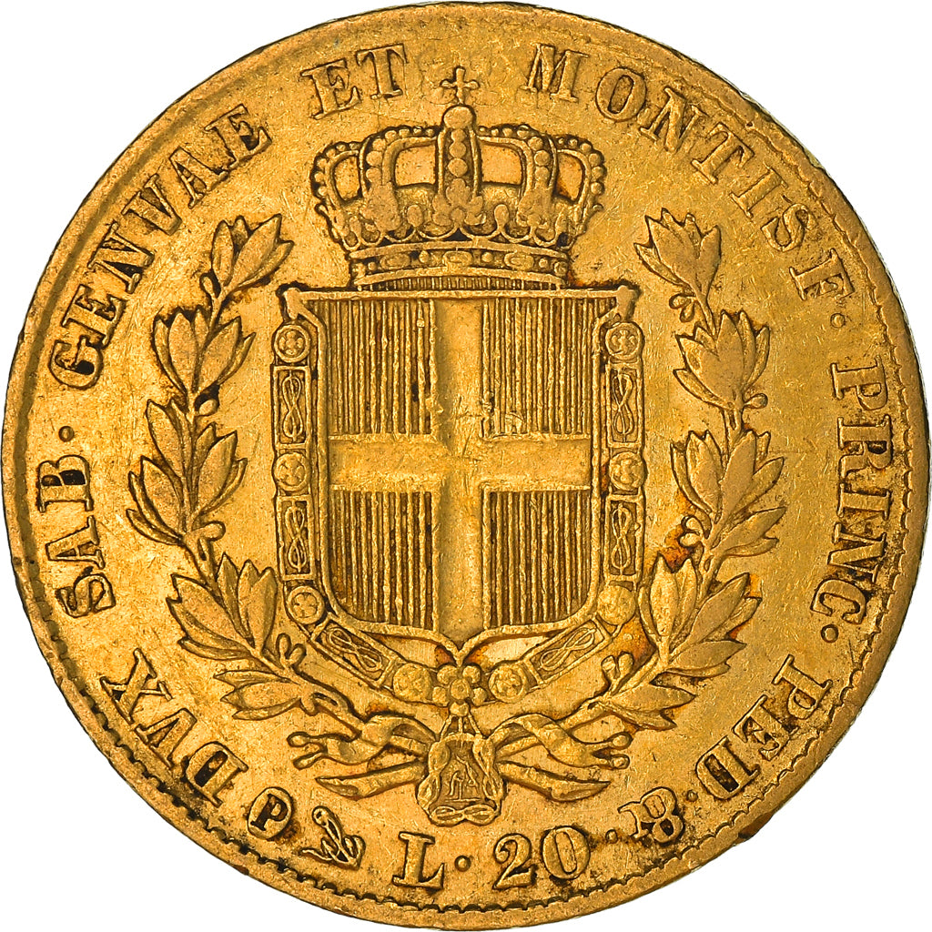 Munten, Italiaanse staten, SARDINIA, Carlo Alberto, 20 Lire, 1832, Genoa, ZF