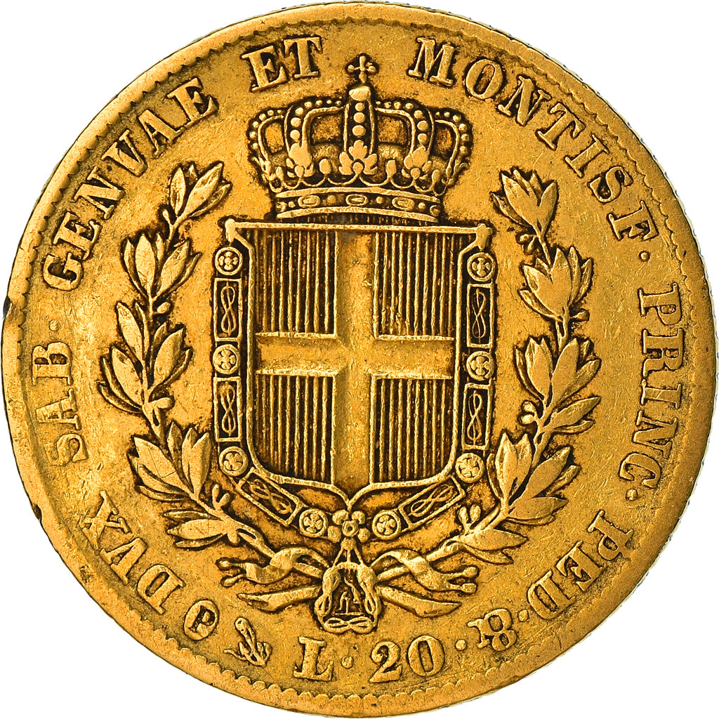 Moneta, DEPARTAMENTY WŁOSKIE, SARDINIA, Carlo Alberto, 20 Lire, 1836, Genoa