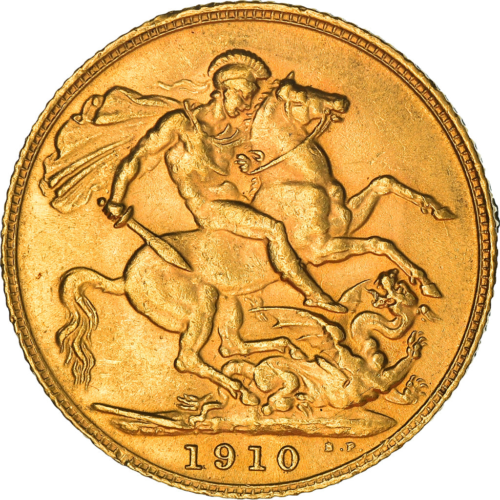 Coin, Great Britain, Edward VII, Sovereign, 1910, AU(50-53), Gold, KM:805