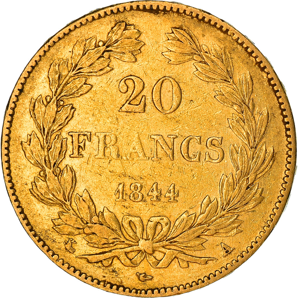 Coin, France, Louis-Philippe, 20 Francs, 1844, Paris, AU(50-53), Gold, KM:750.1