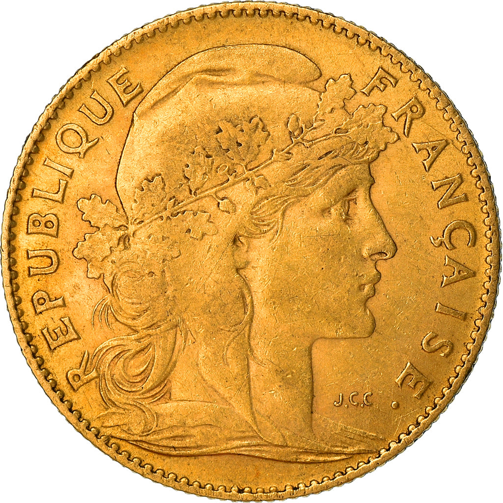 Moneda, Francia, Marianne, 10 Francs, 1906, Paris, MBC, Oro, KM:846