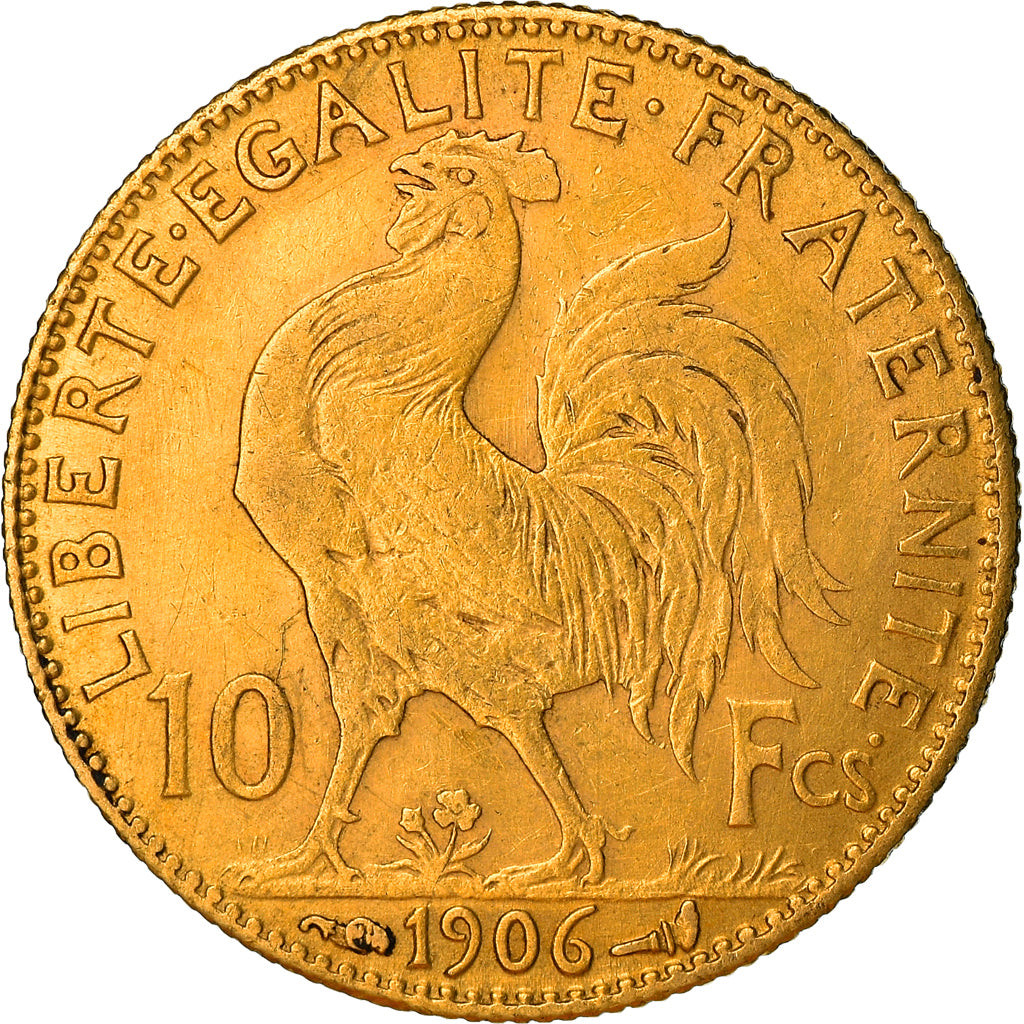 Moneda, Francia, Marianne, 10 Francs, 1906, Paris, MBC, Oro, KM:846
