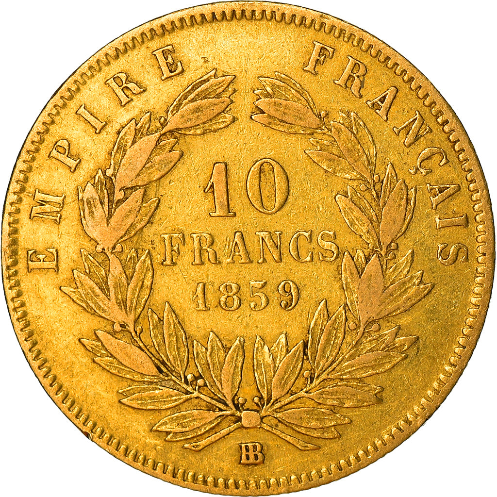 Coin, France, Napoléon III, 10 Francs, 1859, Strasbourg, VF(30-35), Gold