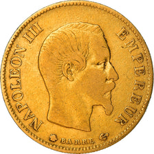 Moneda, Francia, Napoléon III, 10 Francs, 1858, Strasbourg, BC+, Oro, KM:784.4