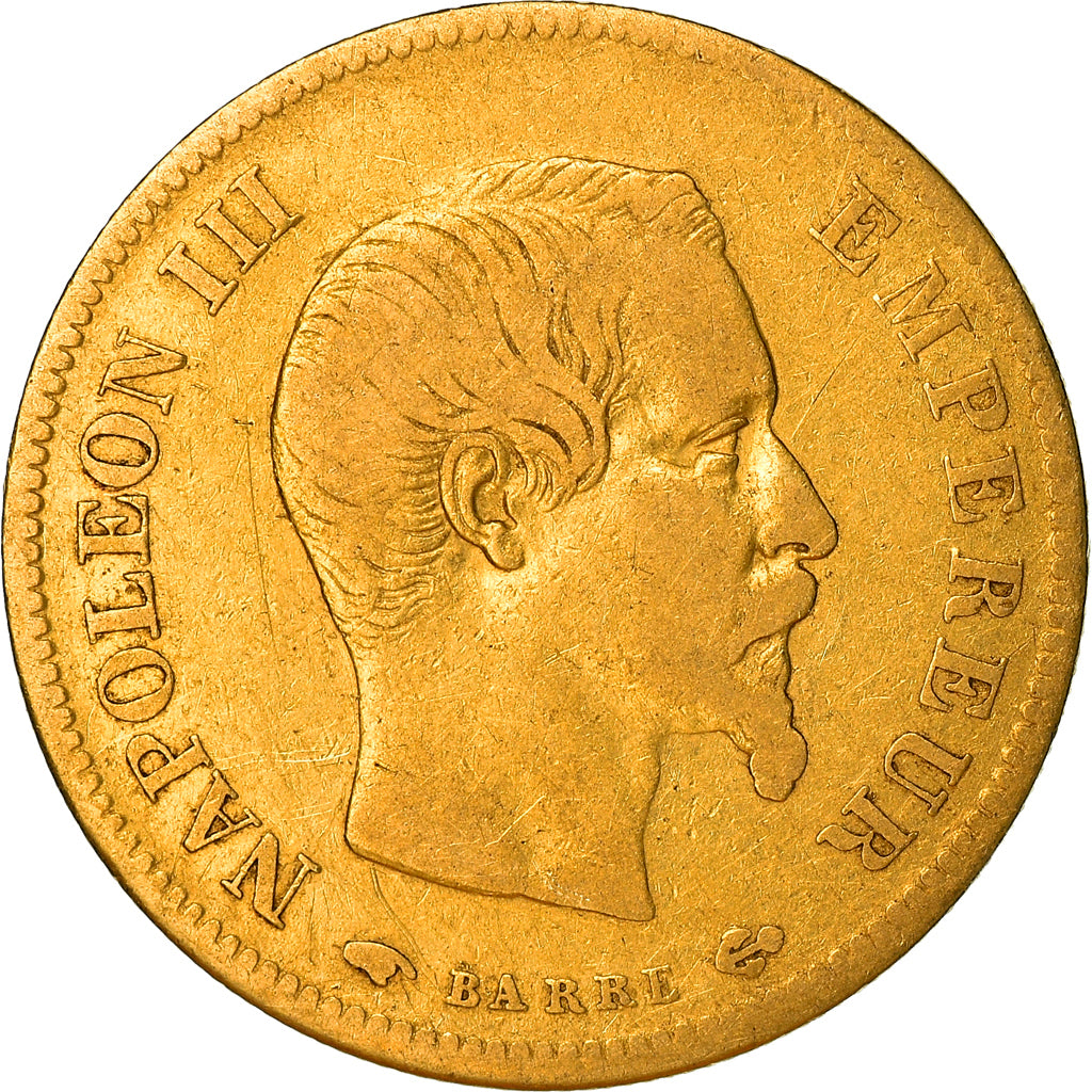Moeda, França, Napoléon III, 10 Francs, 1856, Paris, VF(30-35), Dourado