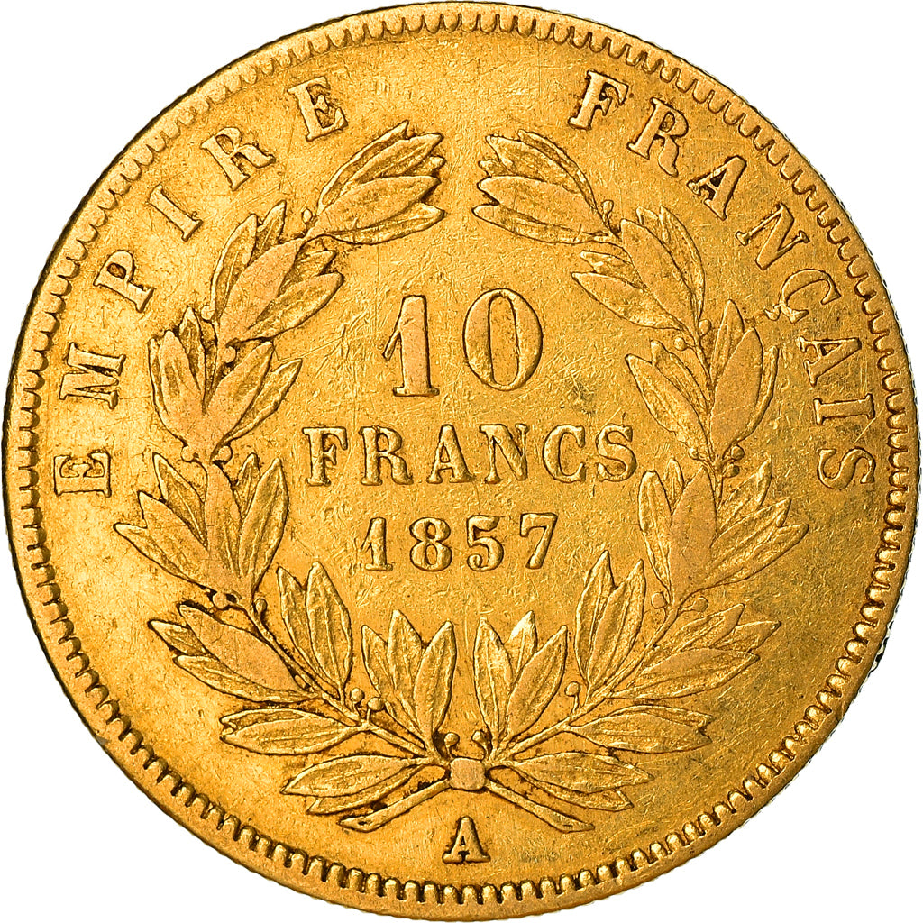 Coin, France, Napoléon III, 10 Francs, 1857, Paris, VF(30-35), Gold, KM:784.3