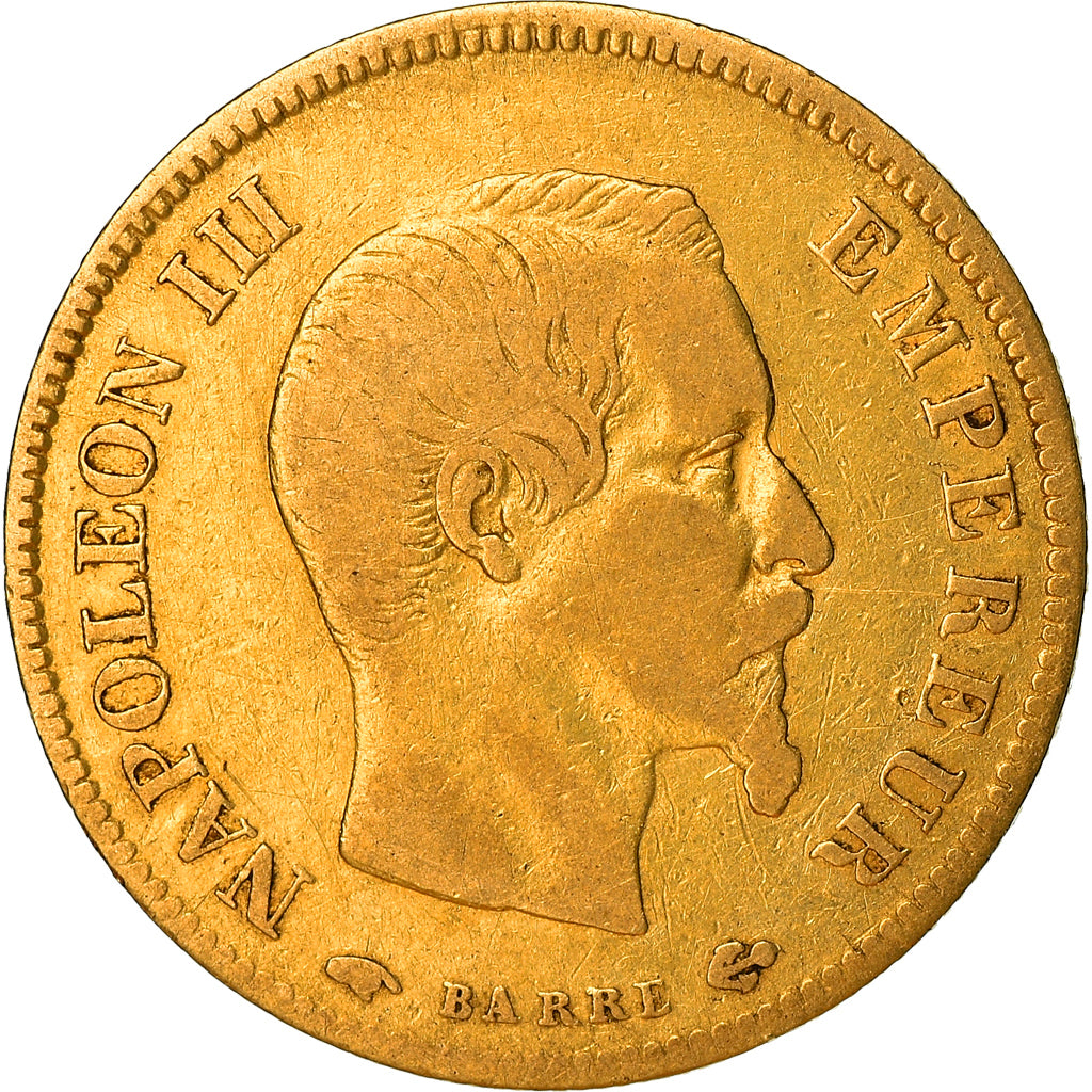 Moneda, Francia, Napoléon III, 10 Francs, 1857, Paris, BC+, Oro, KM:784.3
