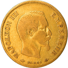 Moneda, Francia, Napoléon III, 10 Francs, 1857, Paris, BC+, Oro, KM:784.3