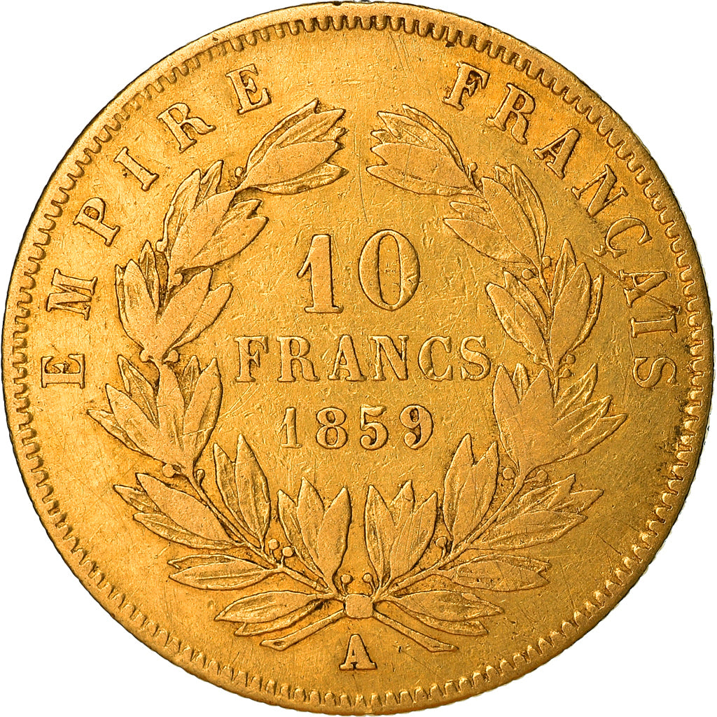 Moneta, Francja, Napoléon III, 10 Francs, 1859, Paris, VF(30-35), Złoto