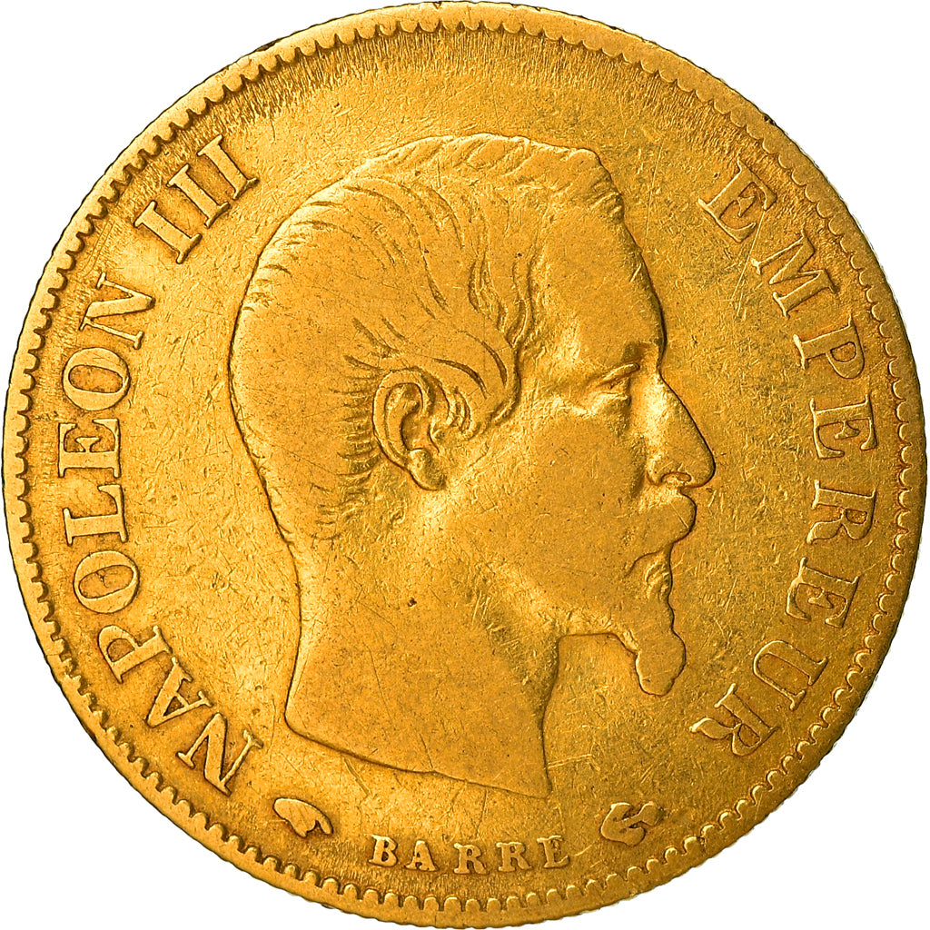Moneda, Francia, Napoléon III, 10 Francs, 1859, Paris, BC+, Oro, KM:784.3
