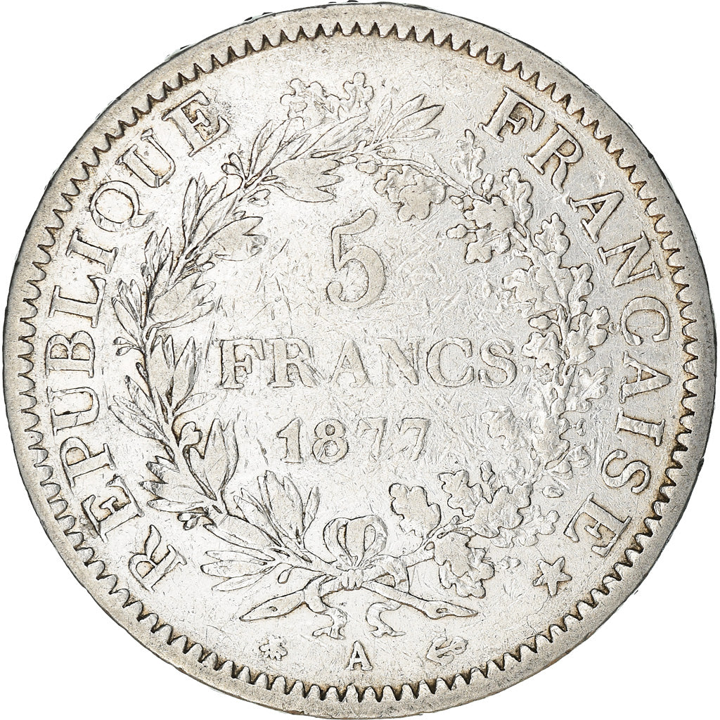 Münze, Frankreich, Hercule, 5 Francs, 1877, Paris, S+, Silber, KM:820.1