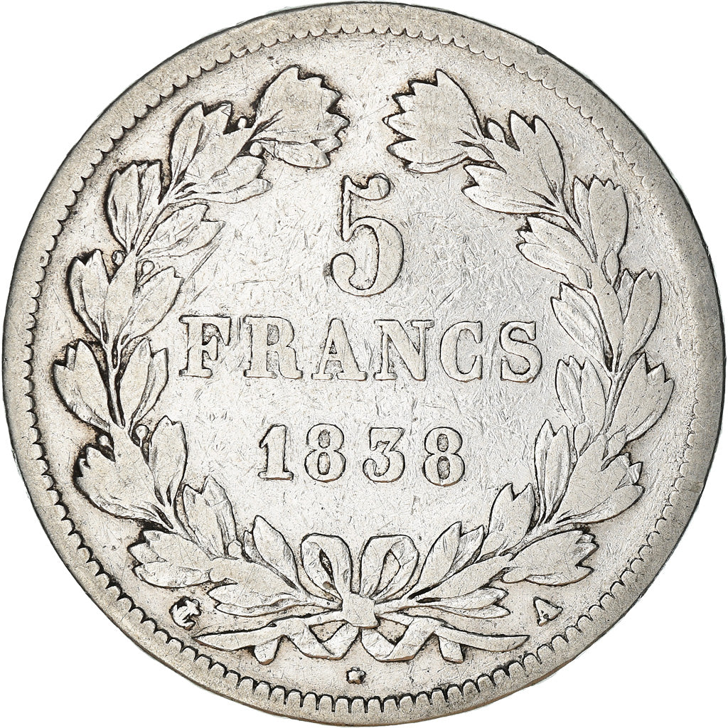 Coin, France, Louis-Philippe, 5 Francs, 1838, Paris, VF(20-25), Silver