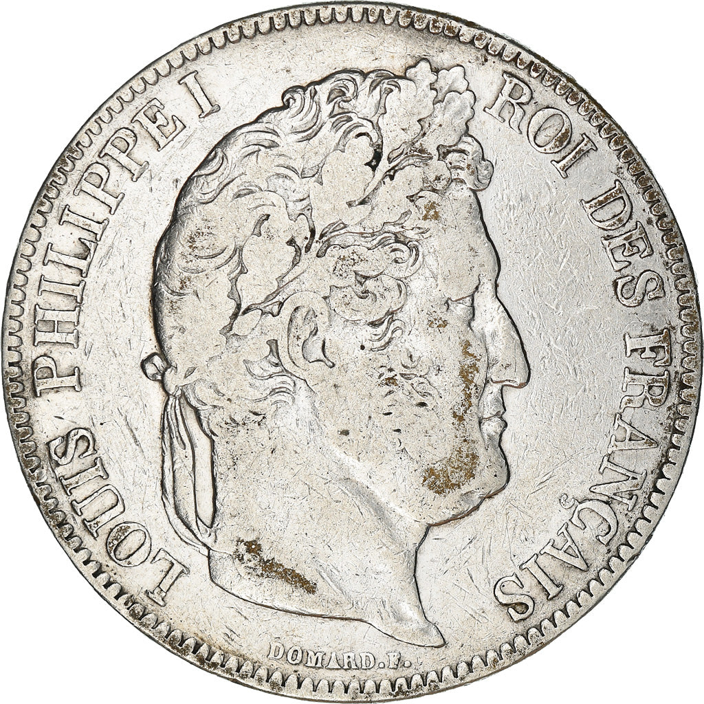 Moeda, França, Louis-Philippe, 5 Francs, 1833, Rouen, VF(30-35), Prata