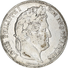 Moeda, França, Louis-Philippe, 5 Francs, 1833, Rouen, VF(30-35), Prata