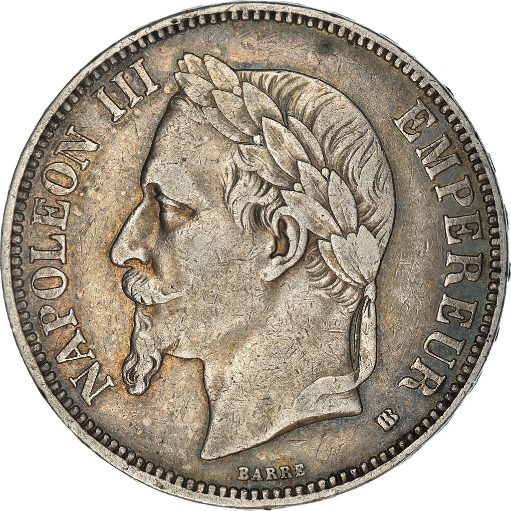 Moneta, Francja, Napoléon III, 5 Francs, 1869, Strasbourg, EF(40-45), Srebro