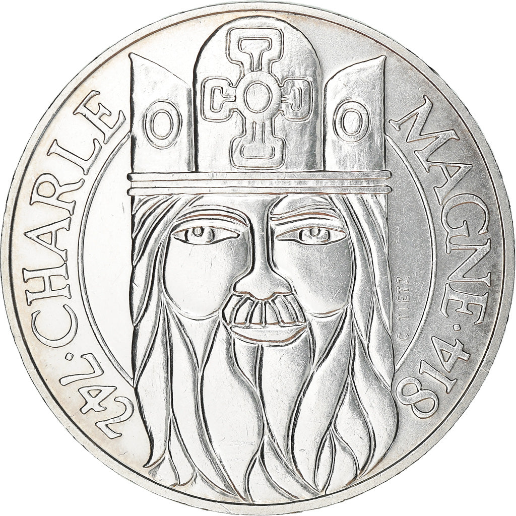 Coin, France, Charlemagne, 100 Francs, 1990, AU(55-58), Silver, KM:982