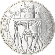 Coin, France, Charlemagne, 100 Francs, 1990, AU(55-58), Silver, KM:982
