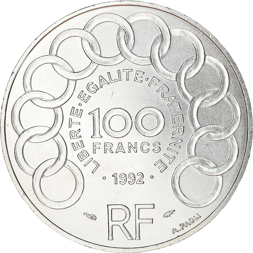 Coin, France, Jean Monnet, 100 Francs, 1992, AU(55-58), Silver, KM:1120