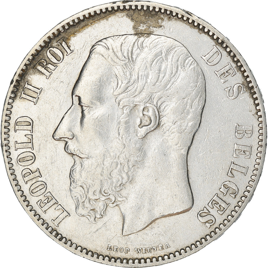 Coin, Belgium, Leopold II, 5 Francs, 5 Frank, 1873, EF(40-45), Silver, KM:24