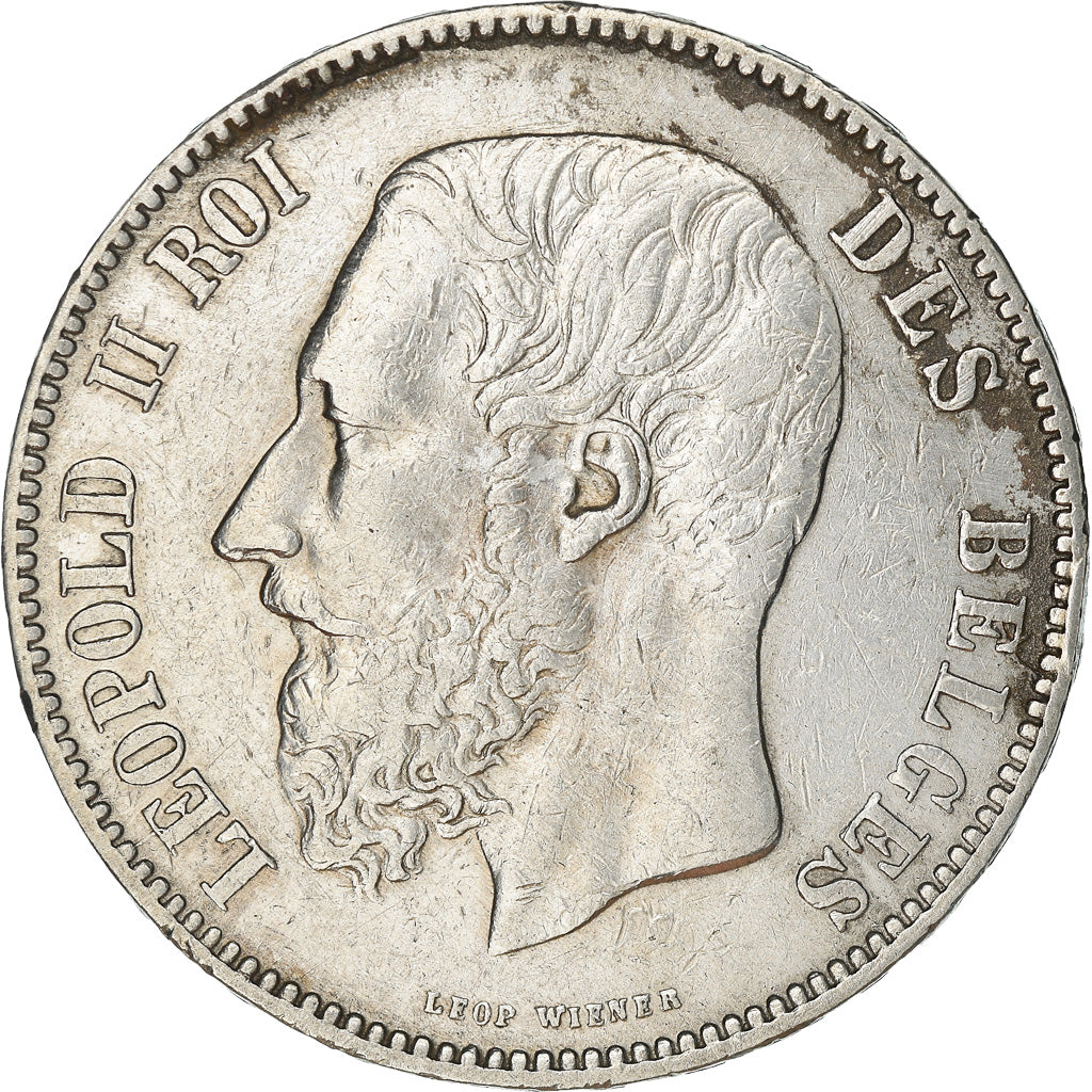 Moneda, Bélgica, Leopold II, 5 Francs, 5 Frank, 1873, MBC, Plata, KM:24